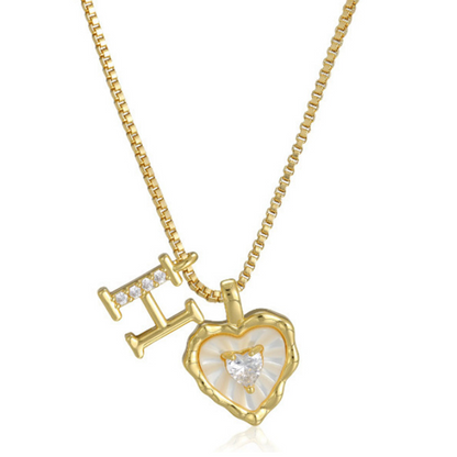 üíéüí• Heart Shaped Letters Micro Pave Chain Necklace ‚Äì Initial Pendant, Titanium Steel, Adjustable ‚ú®