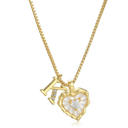 üíéüí• Heart Shaped Letters Micro Pave Chain Necklace ‚Äì Initial Pendant, Titanium Steel, Adjustable ‚ú®