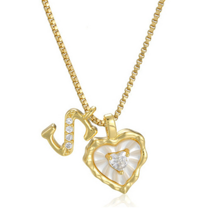 üíéüí• Heart Shaped Letters Micro Pave Chain Necklace ‚Äì Initial Pendant, Titanium Steel, Adjustable ‚ú®