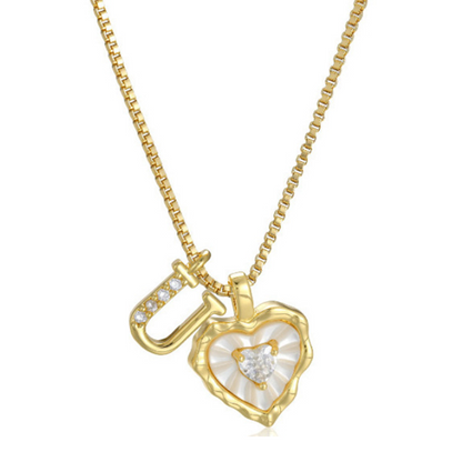 üíéüí• Heart Shaped Letters Micro Pave Chain Necklace ‚Äì Initial Pendant, Titanium Steel, Adjustable ‚ú®