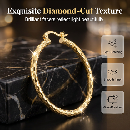üéâ BUY 1 GET 1 FREE üéÅ Women's Minimalist Textured Hoop Earrings ‚Äì Diamond-Cut, Snap Closure, Everyday Glow ‚ú®