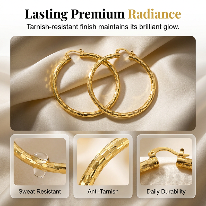 üéâ BUY 1 GET 1 FREE üéÅ Women's Minimalist Textured Hoop Earrings ‚Äì Diamond-Cut, Snap Closure, Everyday Glow ‚ú®