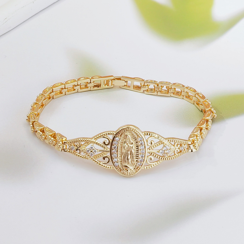 Elegant Hollow Flower Virgin Mary Bracelet ‚ú®