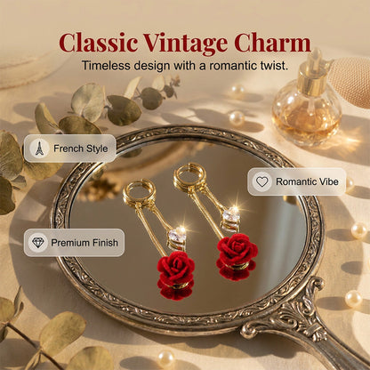 üì¢üì¢40% OFF !! ‚è∞French Vintage Red Rose Dangle Earrings