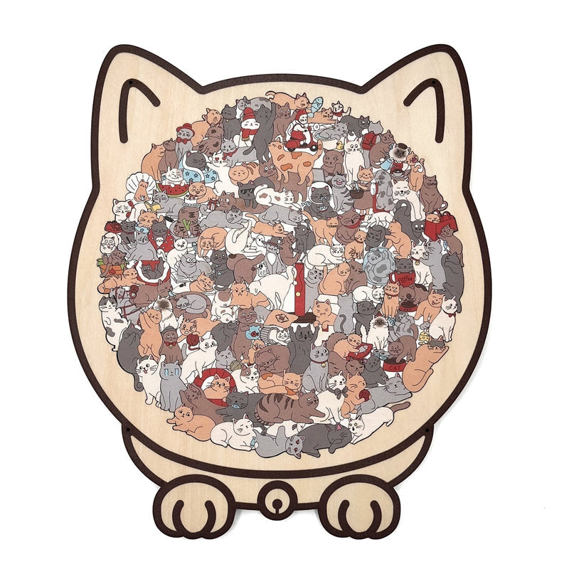 Adorable Cat-Shaped Wooden Jigsaw Puzzle üß©üê±