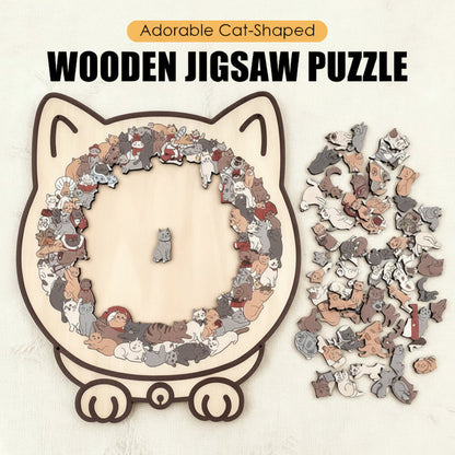 Adorable Cat-Shaped Wooden Jigsaw Puzzle üß©üê±