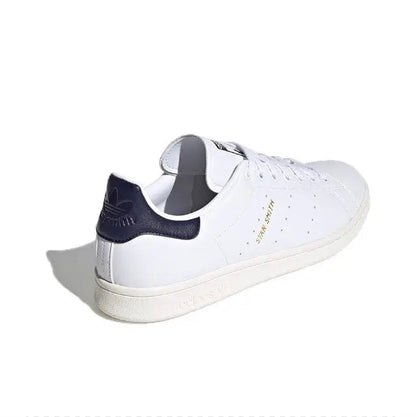 Adidas Stan Smith sneakers, white leather with navy heel collar and lace-up