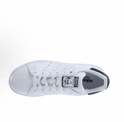 Adidas Stan Smith sneakers, white interior view with lace-up vamp and logo patch