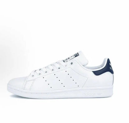 Adidas Stan Smith sneakers, white leather with navy collar detail and perforations