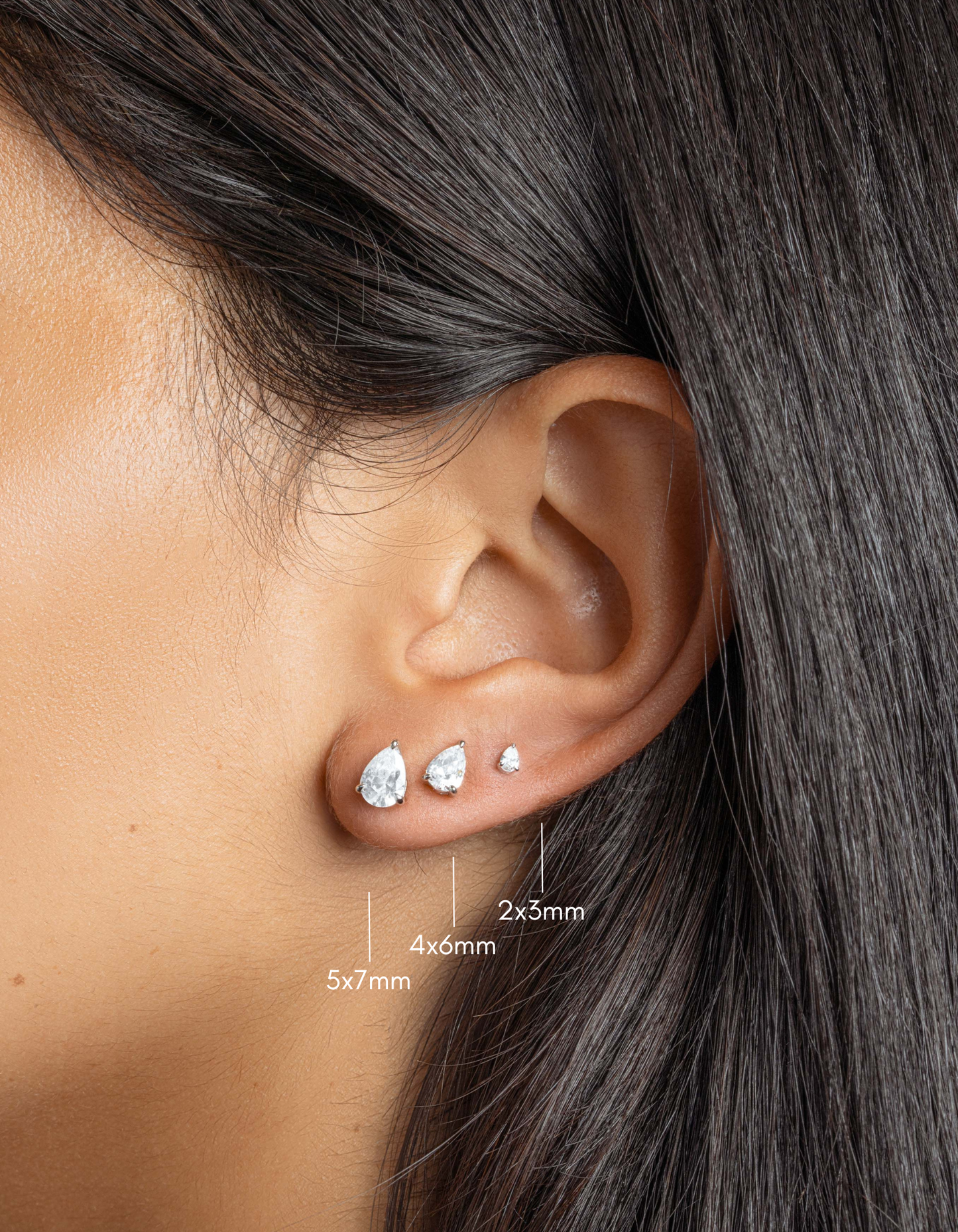 2x3mm Pear Studs (Multiple Sizes Available)