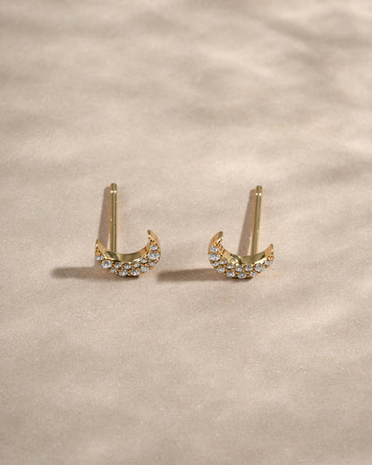 Studded Moon Stud Earrings