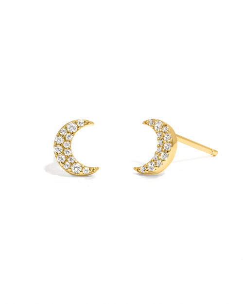 Studded Moon Stud Earrings
