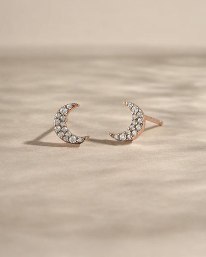 Studded Moon Stud Earrings