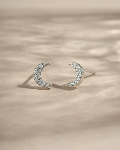 Studded Moon Stud Earrings