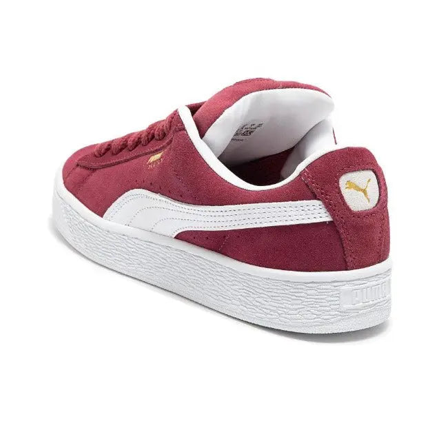 Puma Suede XL maroon suede low-top sneakers with white collar lining and heel logo