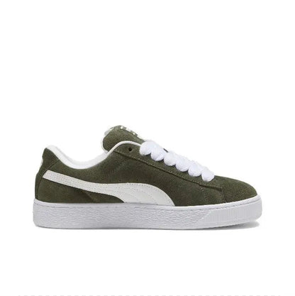 Puma Suede XL suede sneakers, dark olive with white midsole and Puma stripe
