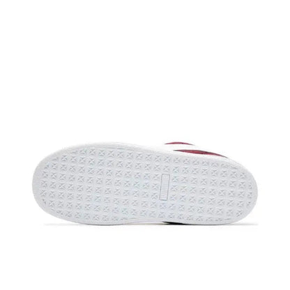 Puma Suede XL maroon suede sneaker outsole with white textured tread and edge midsole