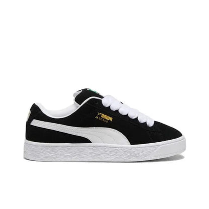 Puma Suede XL sneakers, black suede with white stripe and white lace eyelets