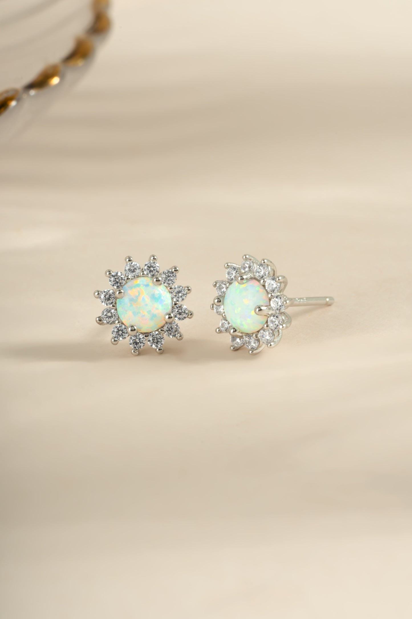 Sunburst Opal Halo Studs