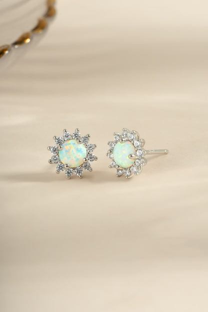 Sunburst Opal Halo Studs