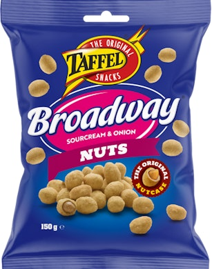 Taffel Broadway Nuts sour cream & onion coated peanuts 1 Pack of 150g 5.3oz - Soposopo