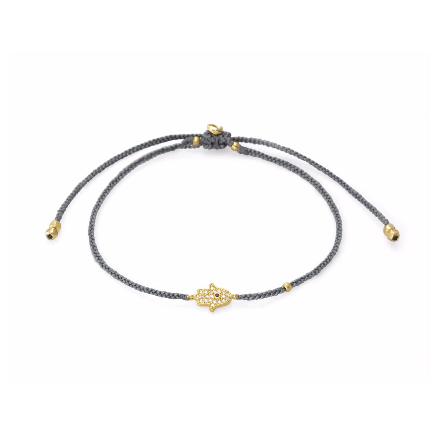 Grey Braided Hamsa Bracelet