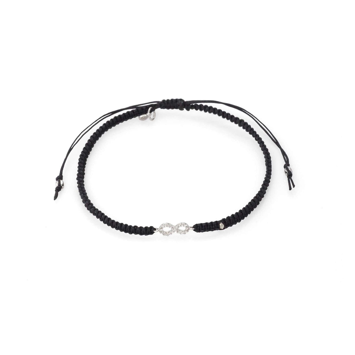 Braided Silk Cord Bracelet With Mini Infinity