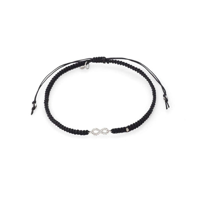 Braided Silk Cord Bracelet With Mini Infinity