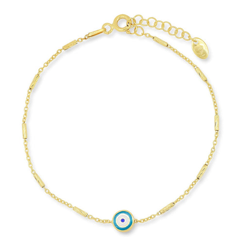 Enamel Evil Eye Bar Chain Bracelet