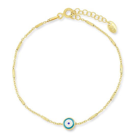 Enamel Evil Eye Bar Chain Bracelet