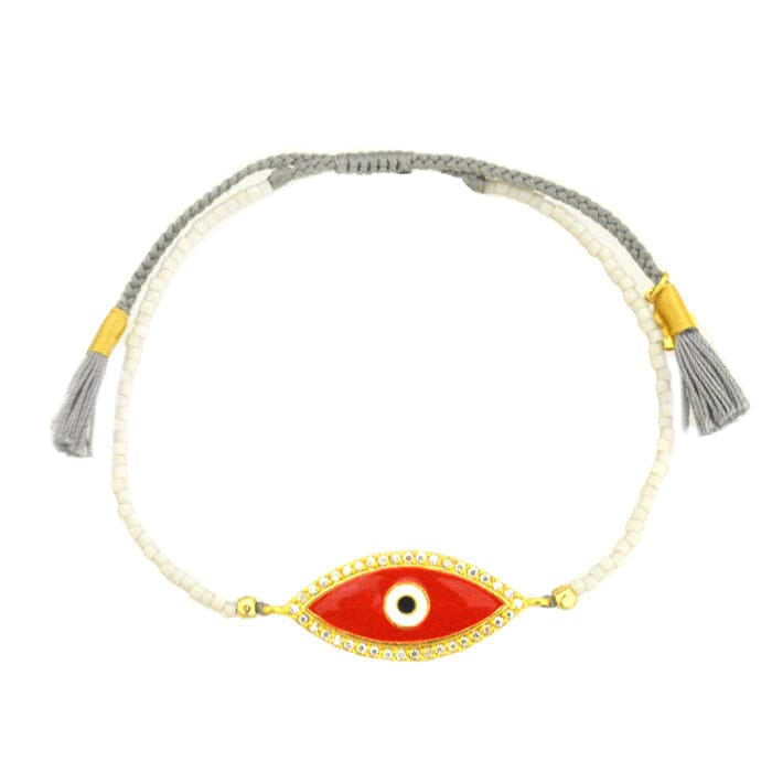 Enamel Evil Eye Tassel Bracelet