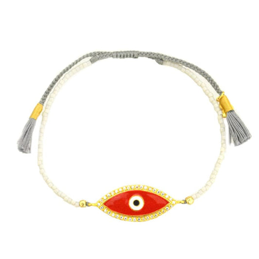 Enamel Evil Eye Tassel Bracelet