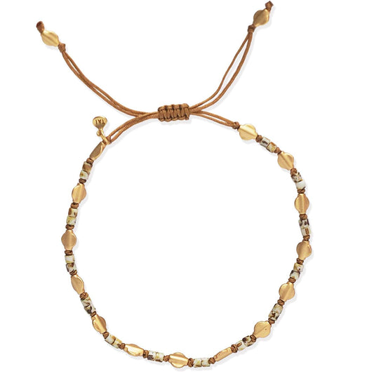 Gold Beaded Bracelet With Neutral Accents