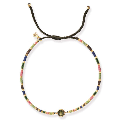 Handmade Beaded Bracelet With Glass Stone Accent