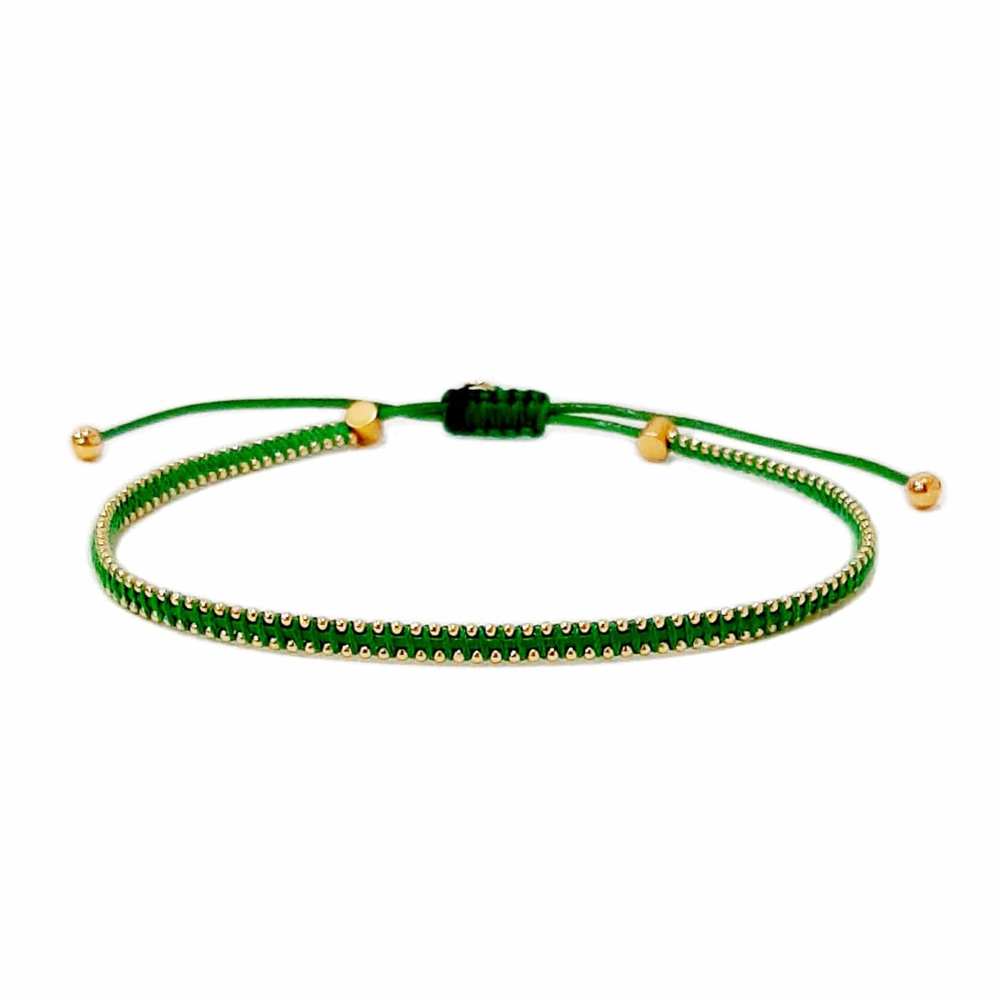 Silk Cord Bracelet with Gold Beaded Detail