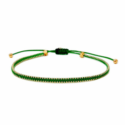 Silk Cord Bracelet with Gold Beaded Detail