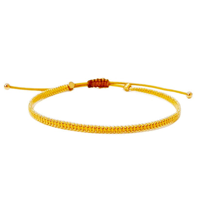 Silk Cord Bracelet with Gold Beaded Detail