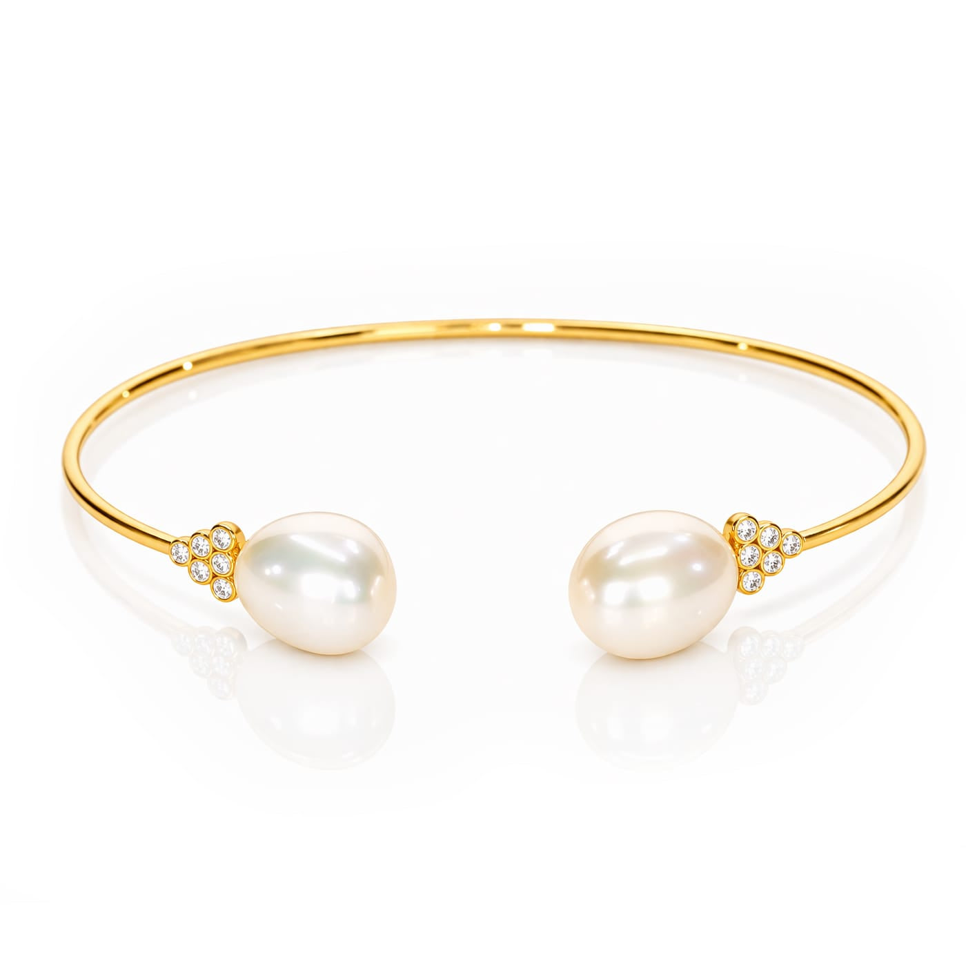 Medium Pearl And CZ Open Cuff