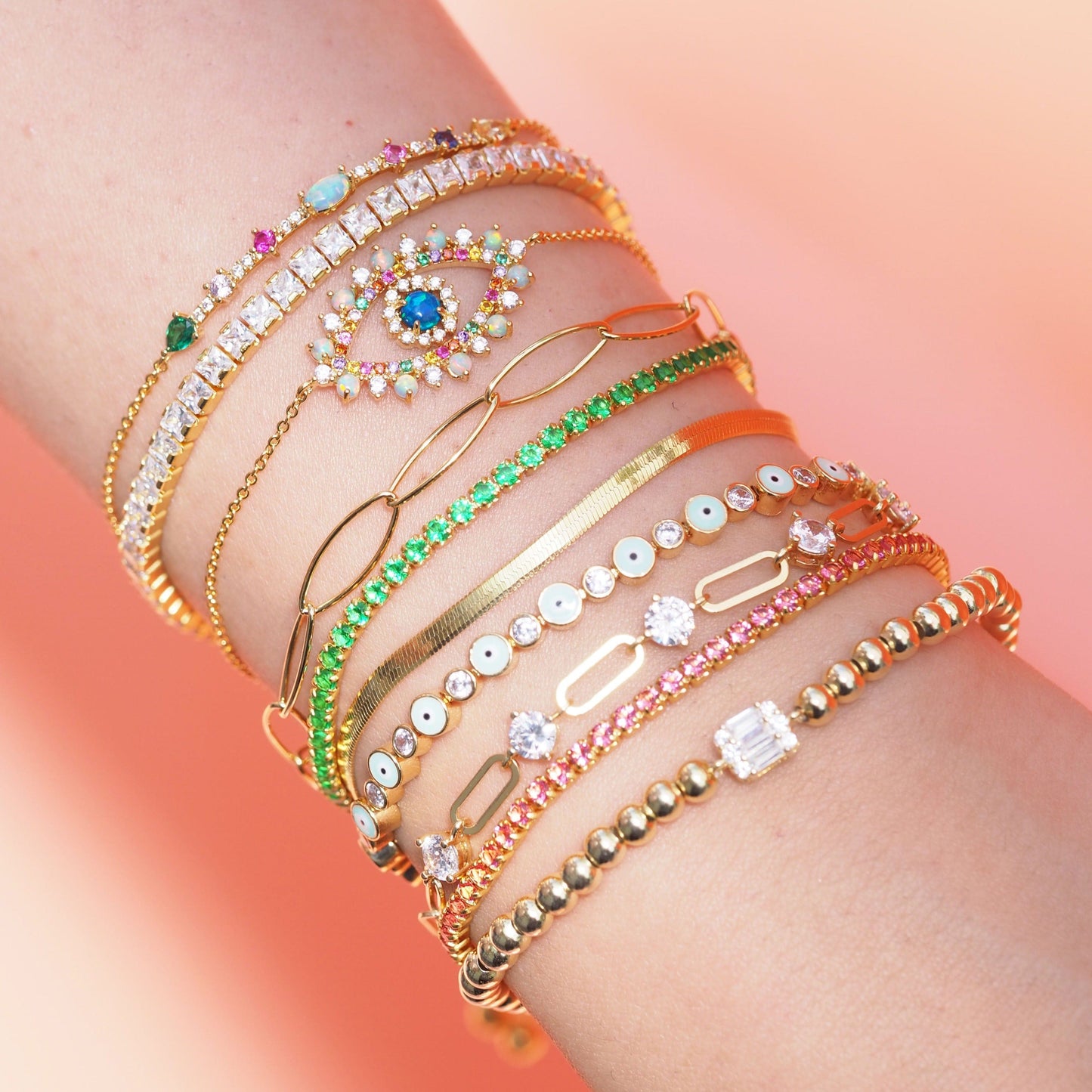 Opal Evil Eye Chain Bracelet