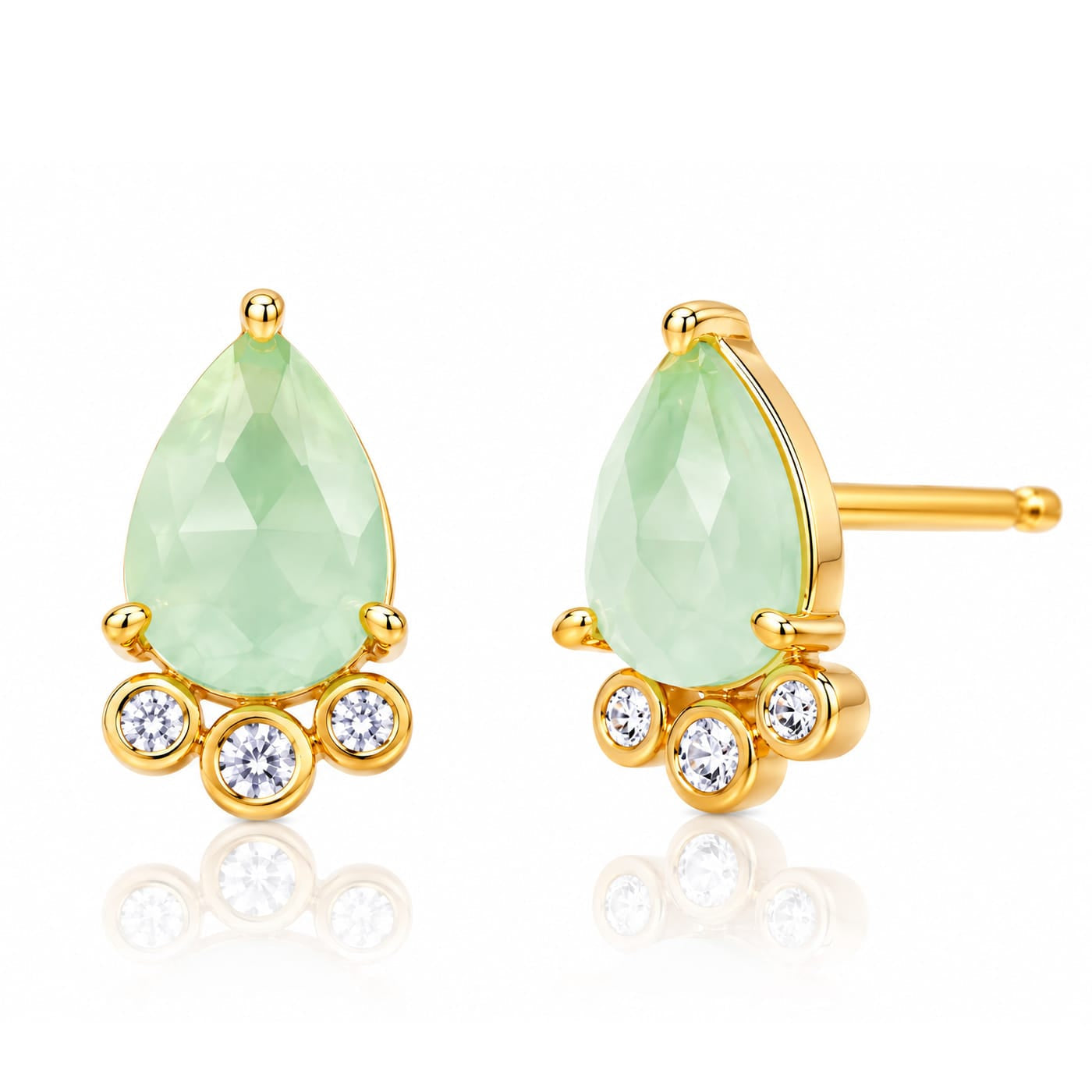 Cat's Eye And Cz Tear Shaped Post