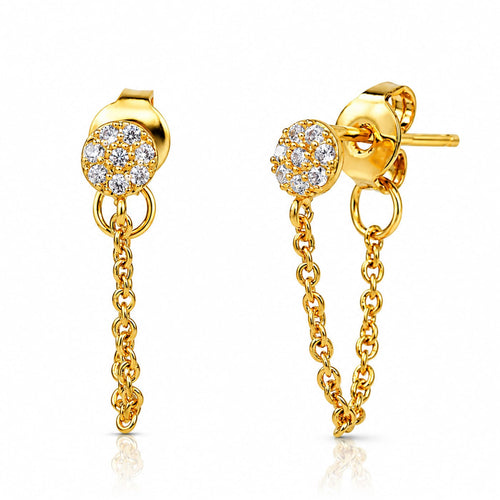 Circle And Chain Cz Studs