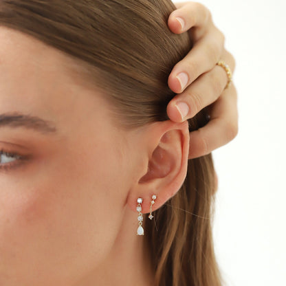 CZ & Opal Drop Earrings