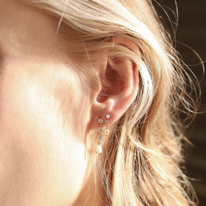 CZ & Opal Drop Earrings
