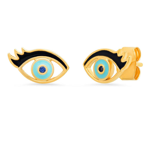 Enamel Eye With Lashes Studs
