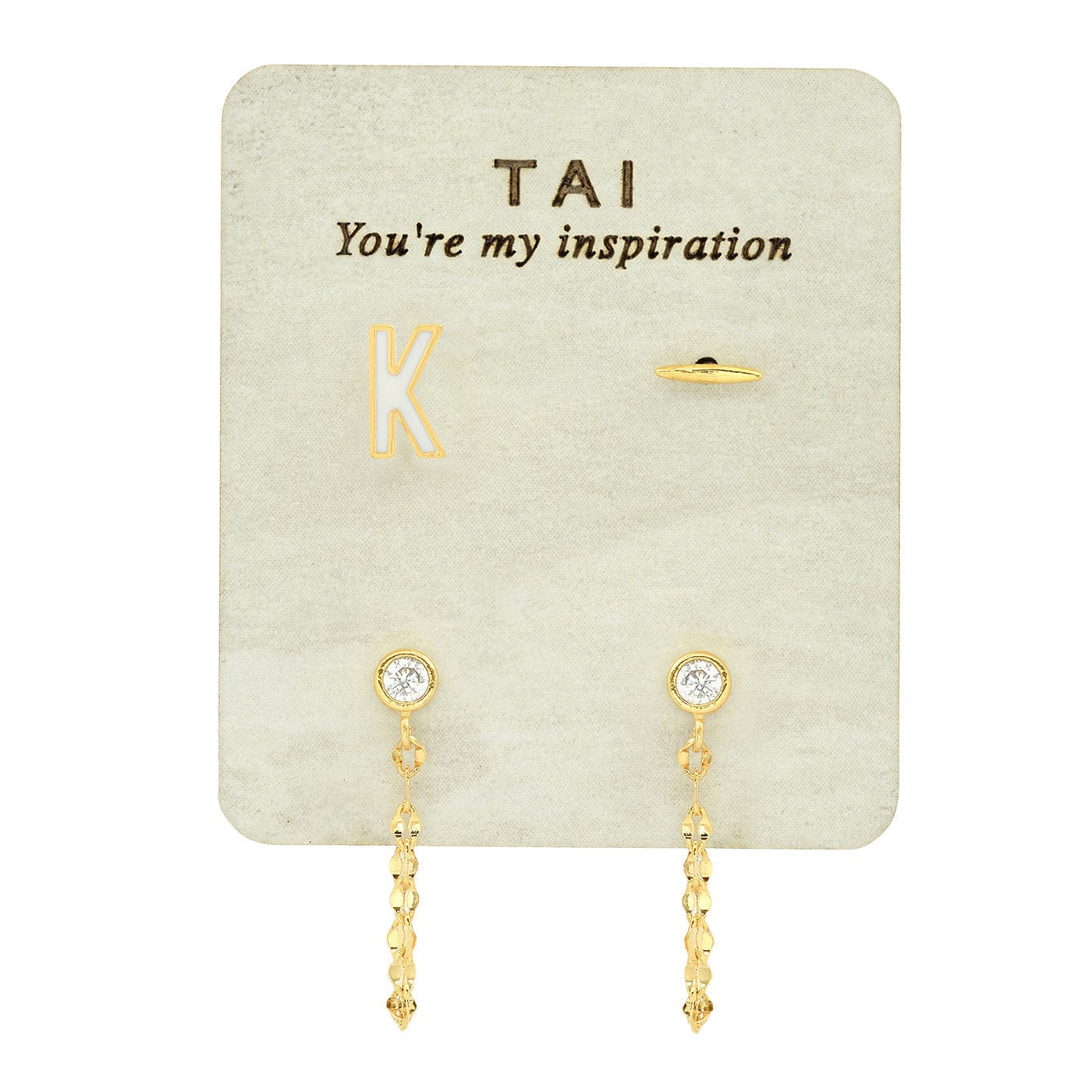 Enamel Monogram Stud Set