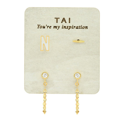 Enamel Monogram Stud Set