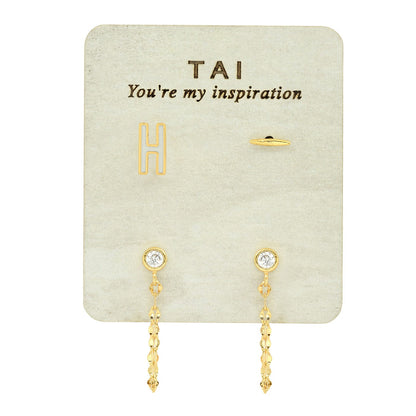 Enamel Monogram Stud Set