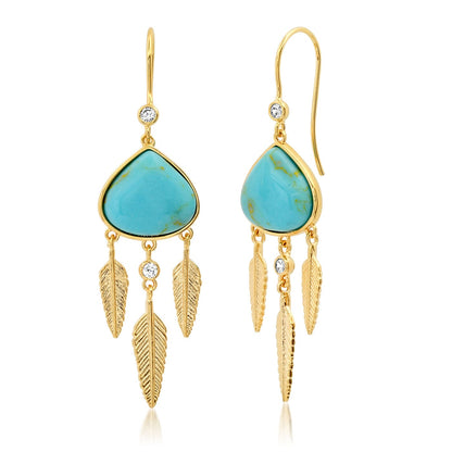 Feather Stone Drop Earrings