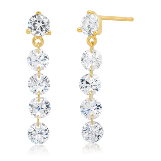 Floating Stones CZ Linear Drop Earring