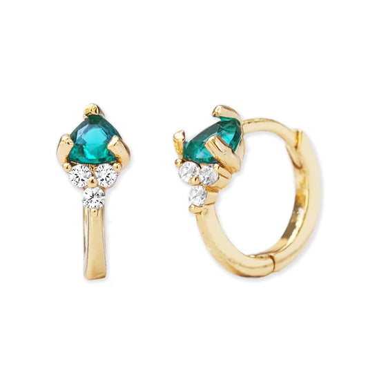 Gemstone Trio Huggie Hoop Earrings